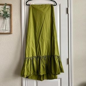 Chartreuse olive cotton maxi skirt express world brand